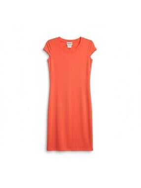 Coral Midi Dress Minimalist Cap Sleeve Made in Canada Summer Dress